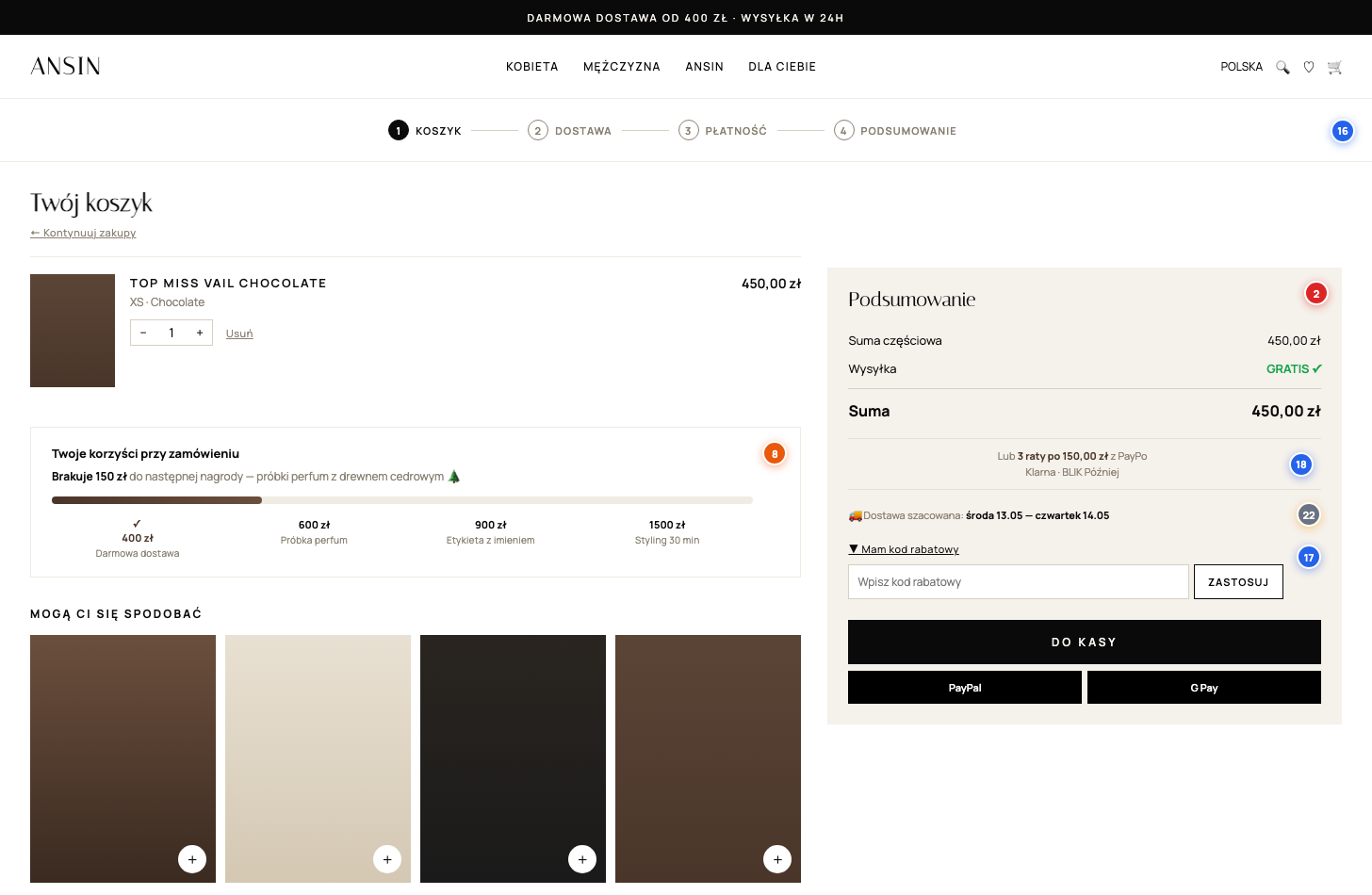 ANSIN koszyk — redesign