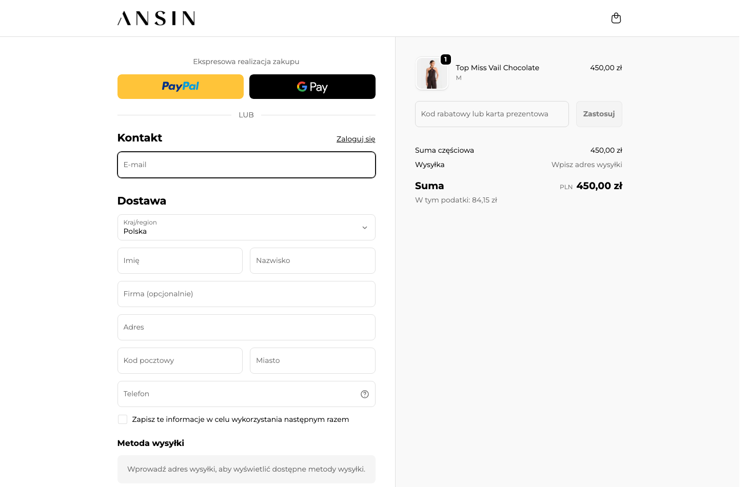 ANSIN checkout — stan obecny