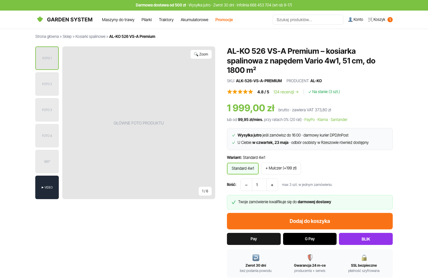 garden-system.pl karta produktu — redesign