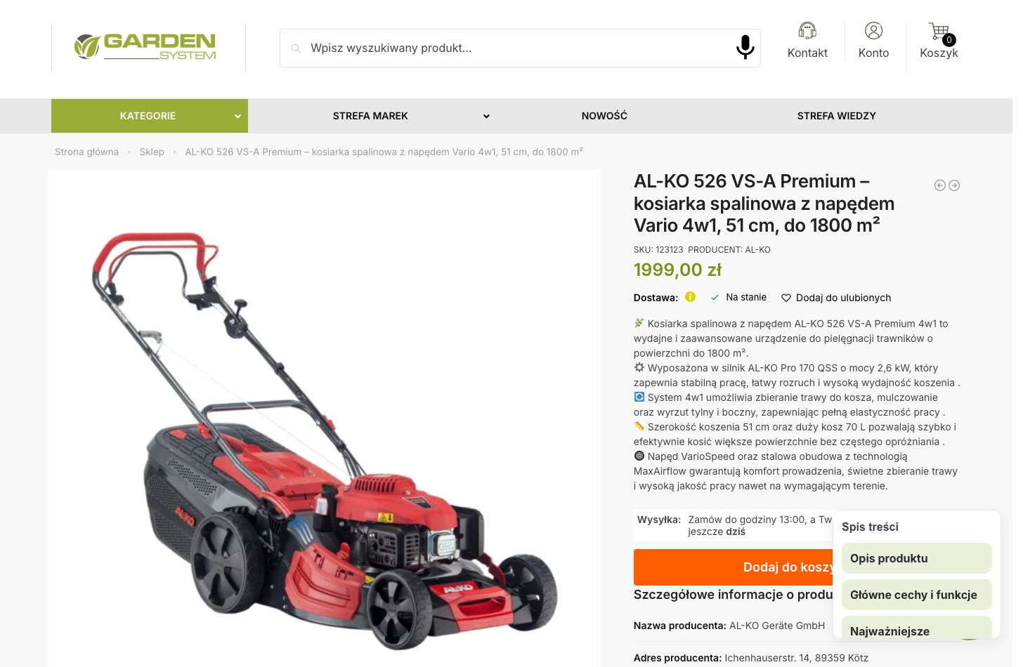garden-system.pl karta produktu — stan obecny