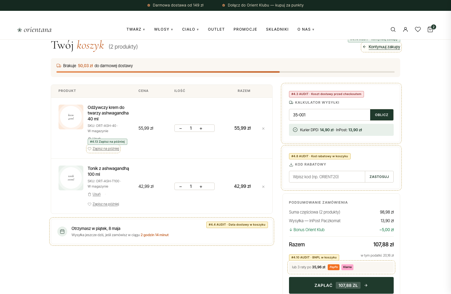 Orientana koszyk — redesign