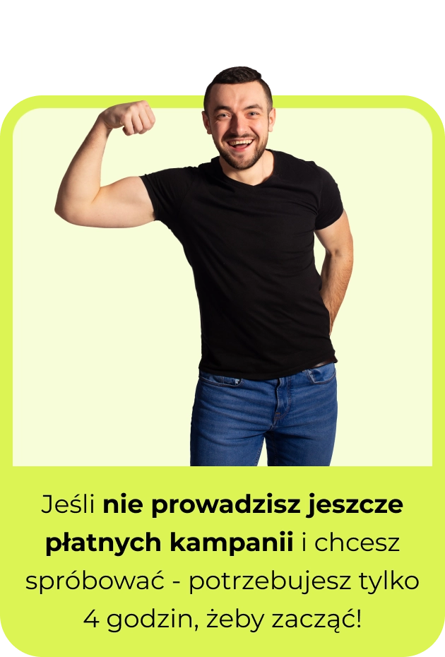 man showing his muscles with a text below